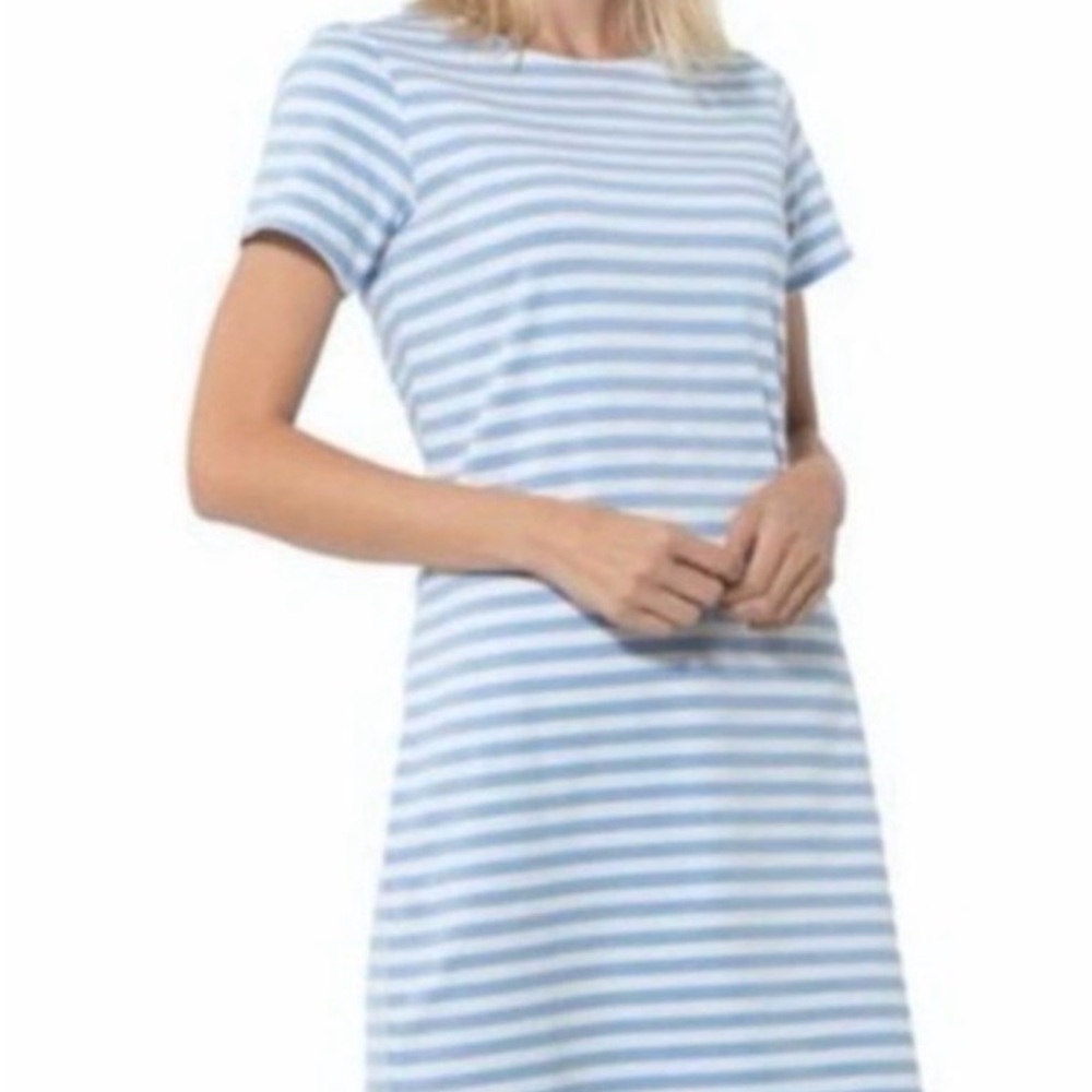 Sail to Sable Blue and White Striped Short Sleeve Dress Size Medium